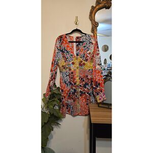 SHEIN Floral Button up Long Sleeve Dress Size L